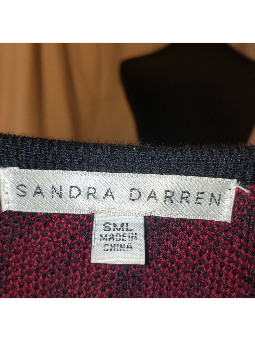 Sandra Darren Red & Black Knit Dress - S - Picture 4 of 4